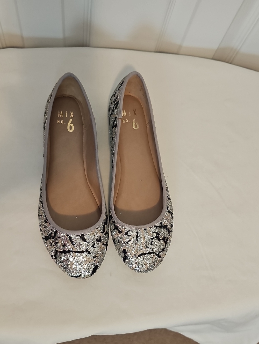 Mix No. 6 Silver Glitter and Black Pattern Ballet Flats